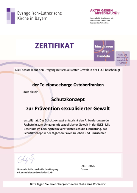 Zertifikat Schutzkonzept